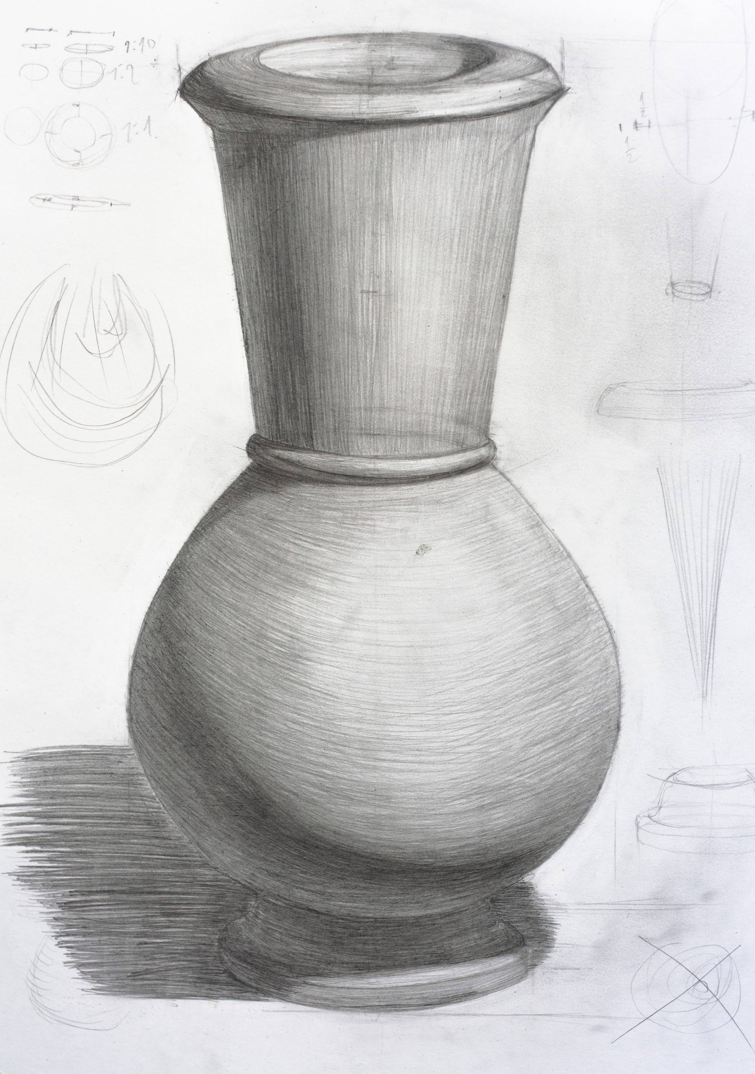Классическая гипсовая ваза - рисование предметов быта