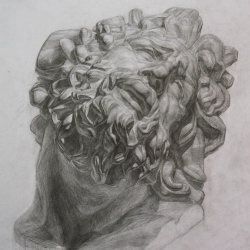 Учебный рисунок гипсовой головы Лаокоона