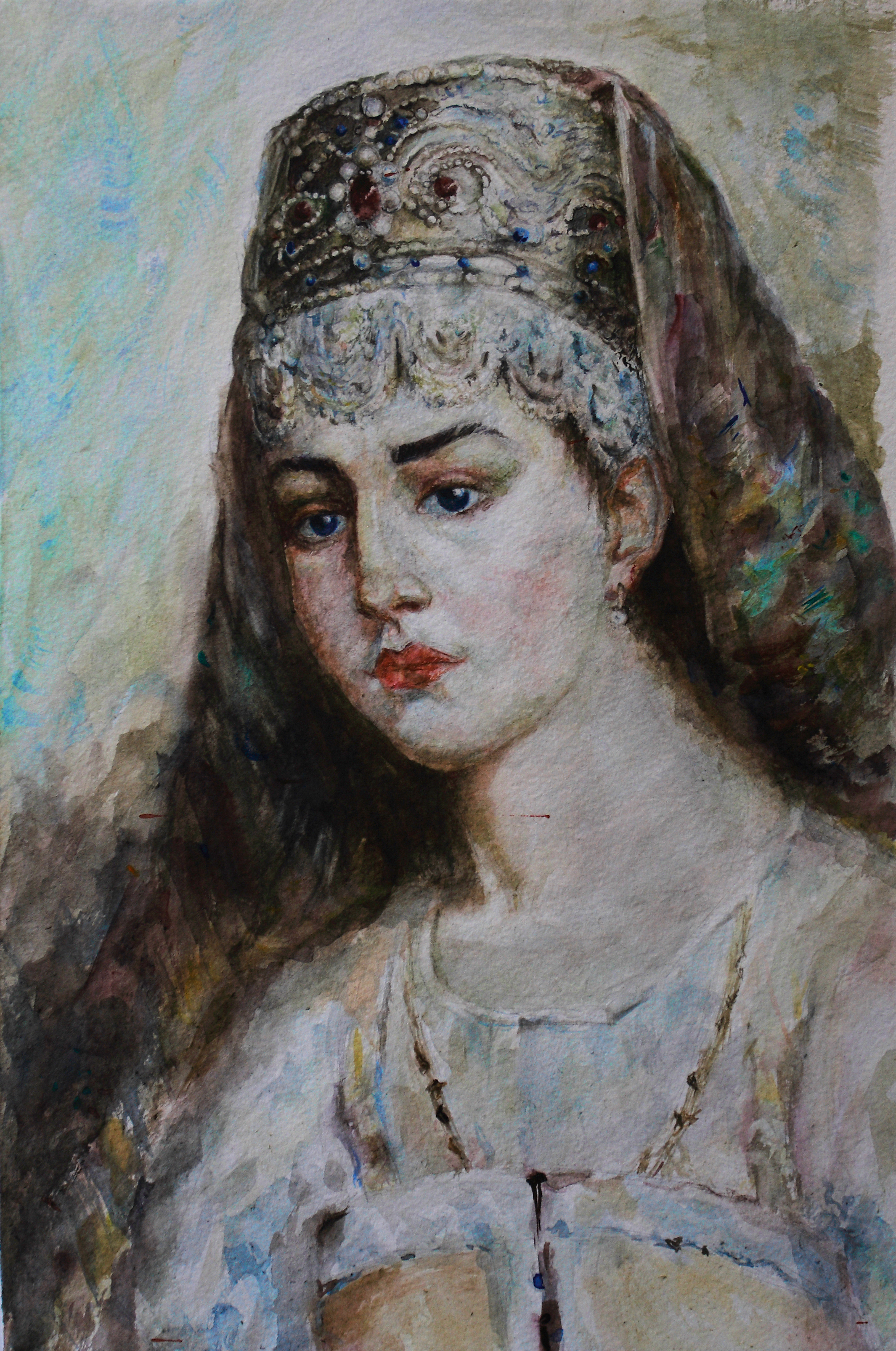 Портрет - копия картины К.Е. Маковского акварелью