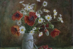 "Маки и ромашки" - урок рисования цветов в вазе