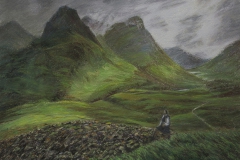 Учебный пейзаж пастелью "В горах"
