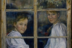 Девочки у окна - учебный портрет живопись и композиция