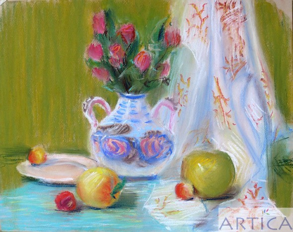 Книзель Алиса "Натюрморт с фруктами" 2010 г. бумага, пастель
